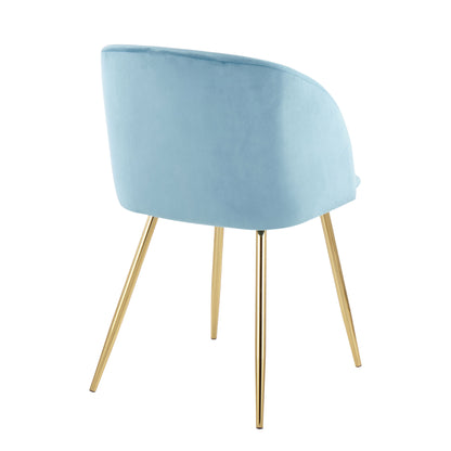 Fran - Contemporary Chair (Set of 2) - Gold / Light Blue