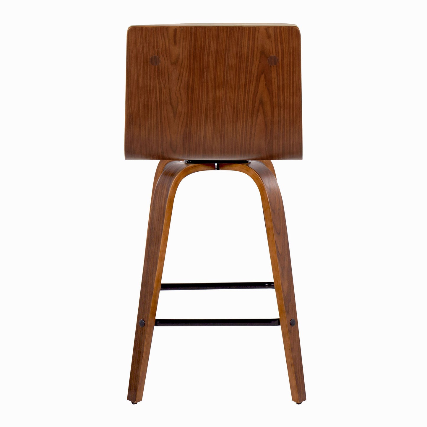 Vasari - Mid-Century Modern Fixed Height Counter Stool With Swivel And Square Footrest (Set of 2) - Walnut / Cream