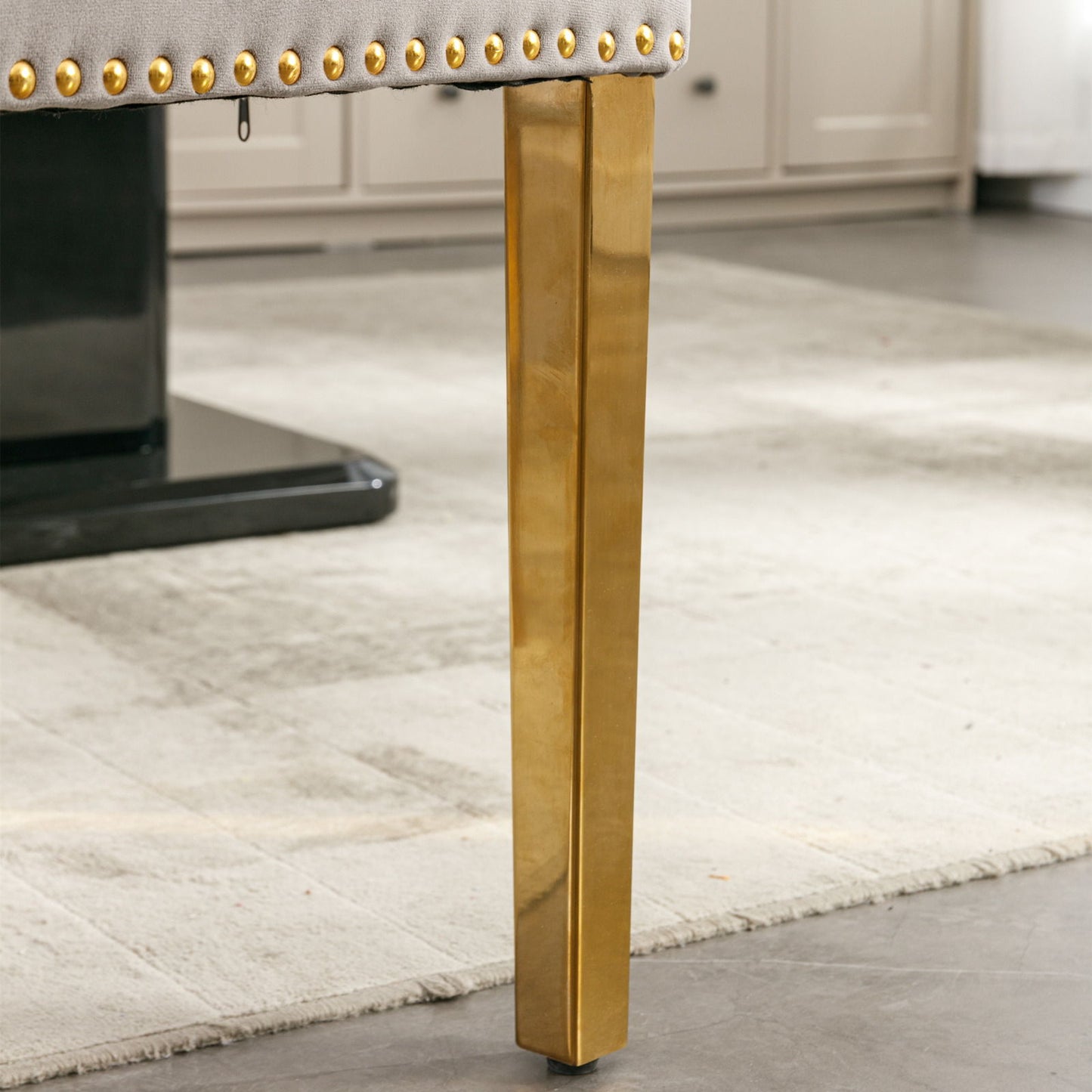 Nikki - Modern, High-End Tufted Solid Wood Contemporary Velvet Upholstered Dining Chair With Golden Stainless Steel Plating Legs, Nailhead Trim (Set of 2) - Gray / Gold