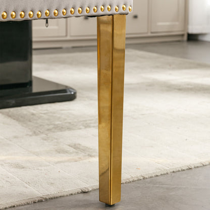Nikki - Modern, High-End Tufted Solid Wood Contemporary Velvet Upholstered Dining Chair With Golden Stainless Steel Plating Legs, Nailhead Trim (Set of 2) - Gray / Gold