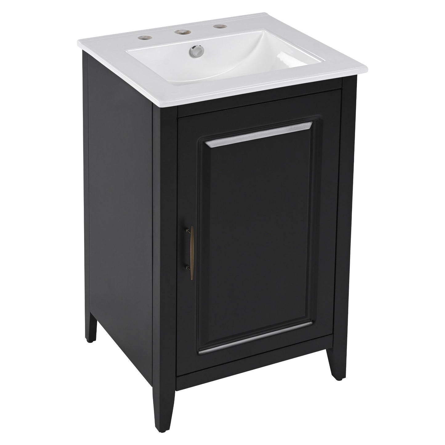Modern Freestanding 20.3" Bathroom Vanity With Sink, Functional Drawer, Soft Closing Door - Black