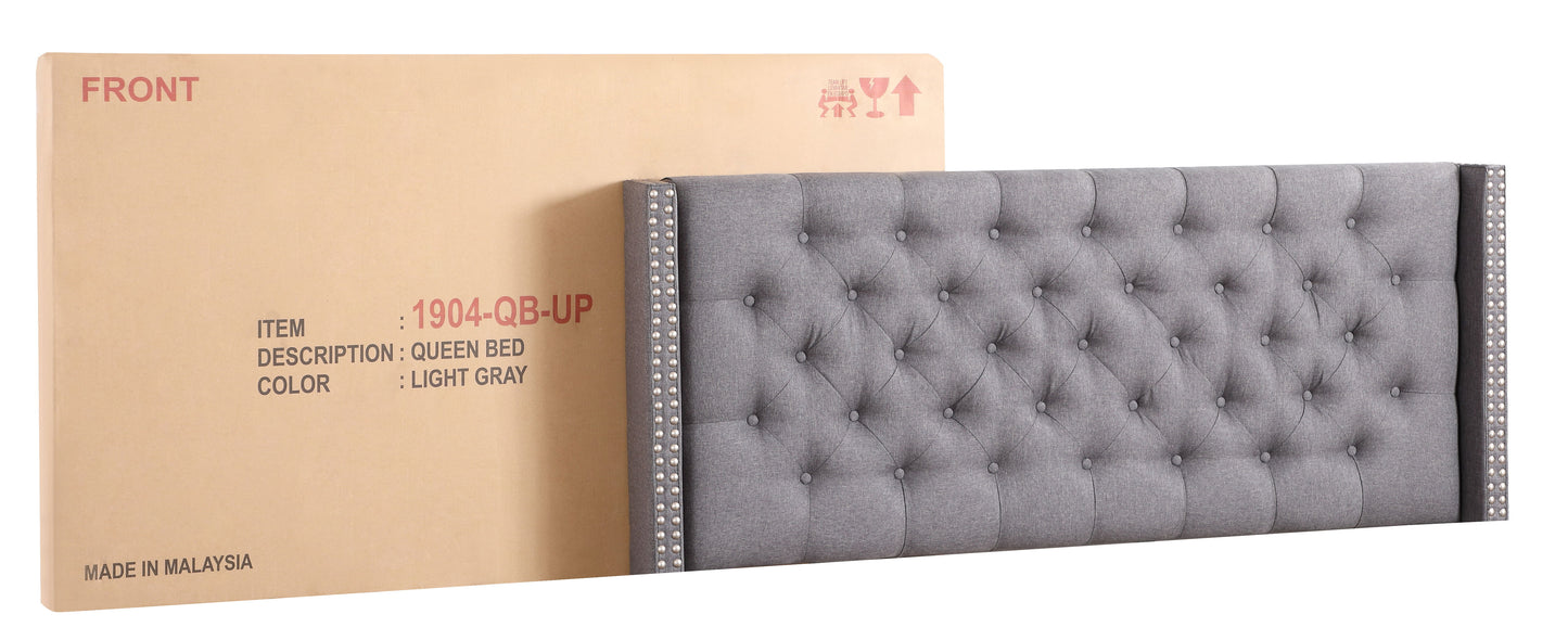 Queen Transitional Upholstered Bed - Gray