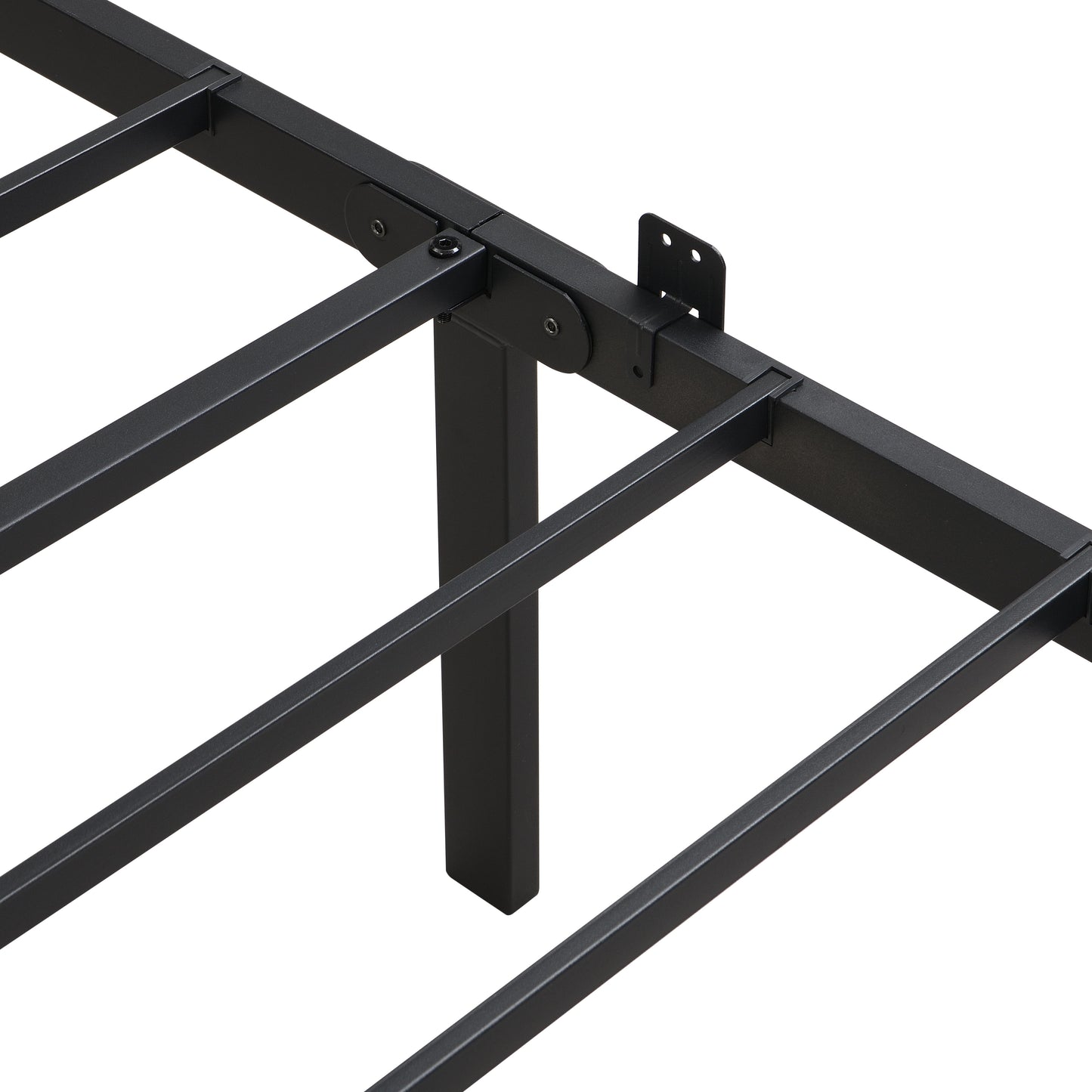 Queen Size Modern Metal Bedframe With Headboard, Durable Steel Structure - Black / Brown