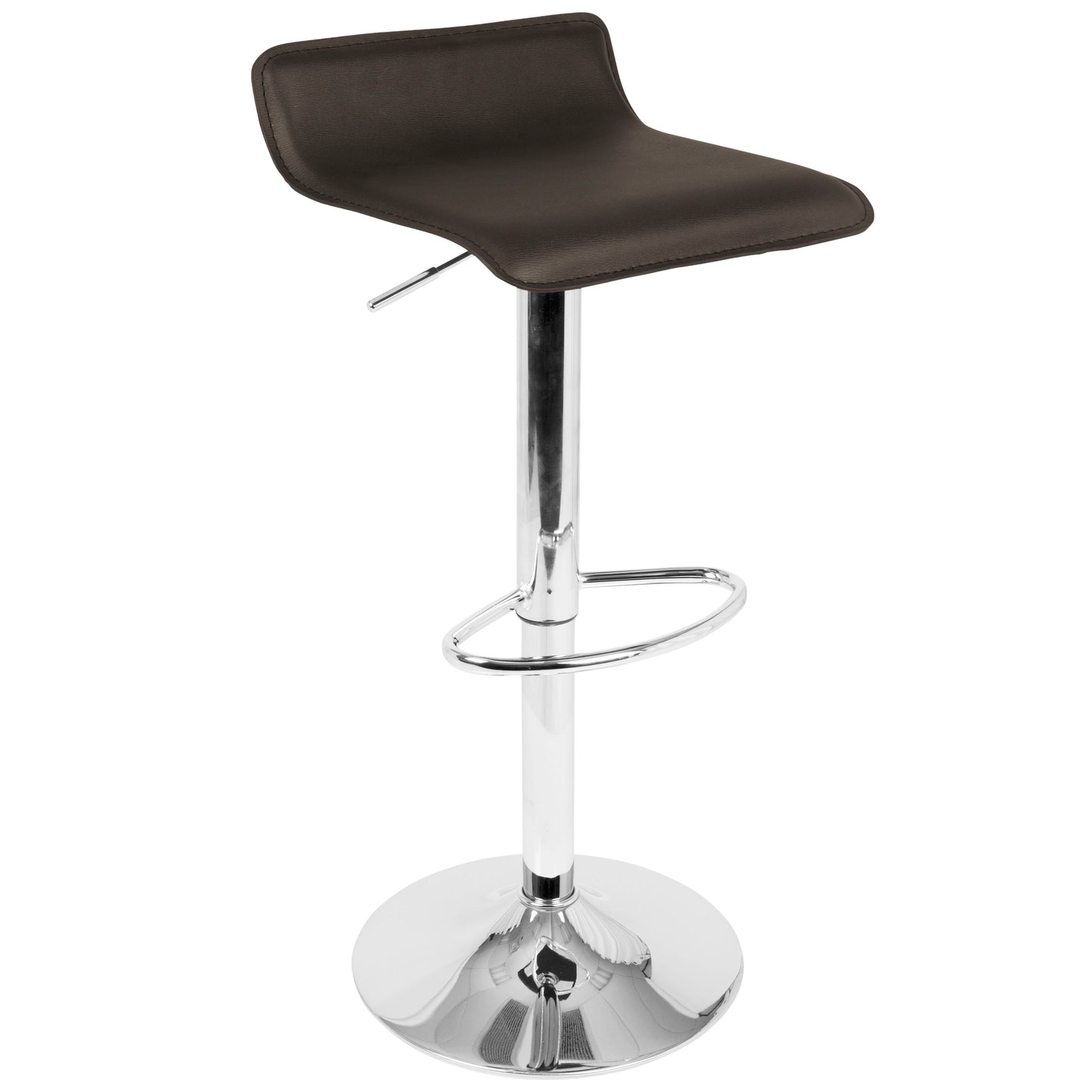 Ale - 3 Piece Bar Set Bistro Square Contemporary Adjustable Oval Footrest - Silver / Chrome / Brown