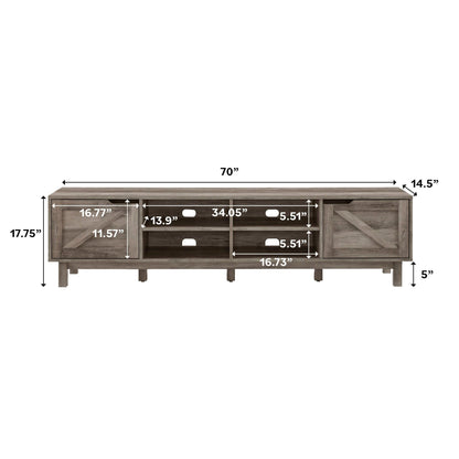 Rustic Barndoor Open-Storage TV Stand For TVs Up To 80" - Gray Wash