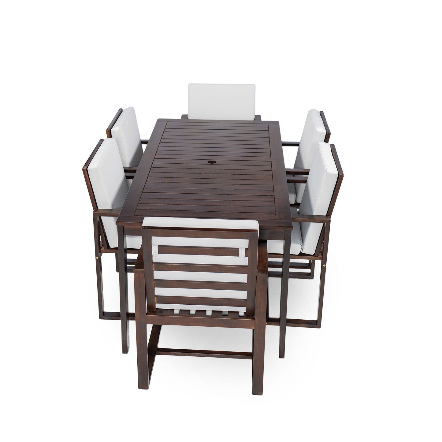 Patio Dining Set Outdoor Dining Table And Chair Set With And Removable Cushions For Patio, Backyard, Garden - Dark Brown