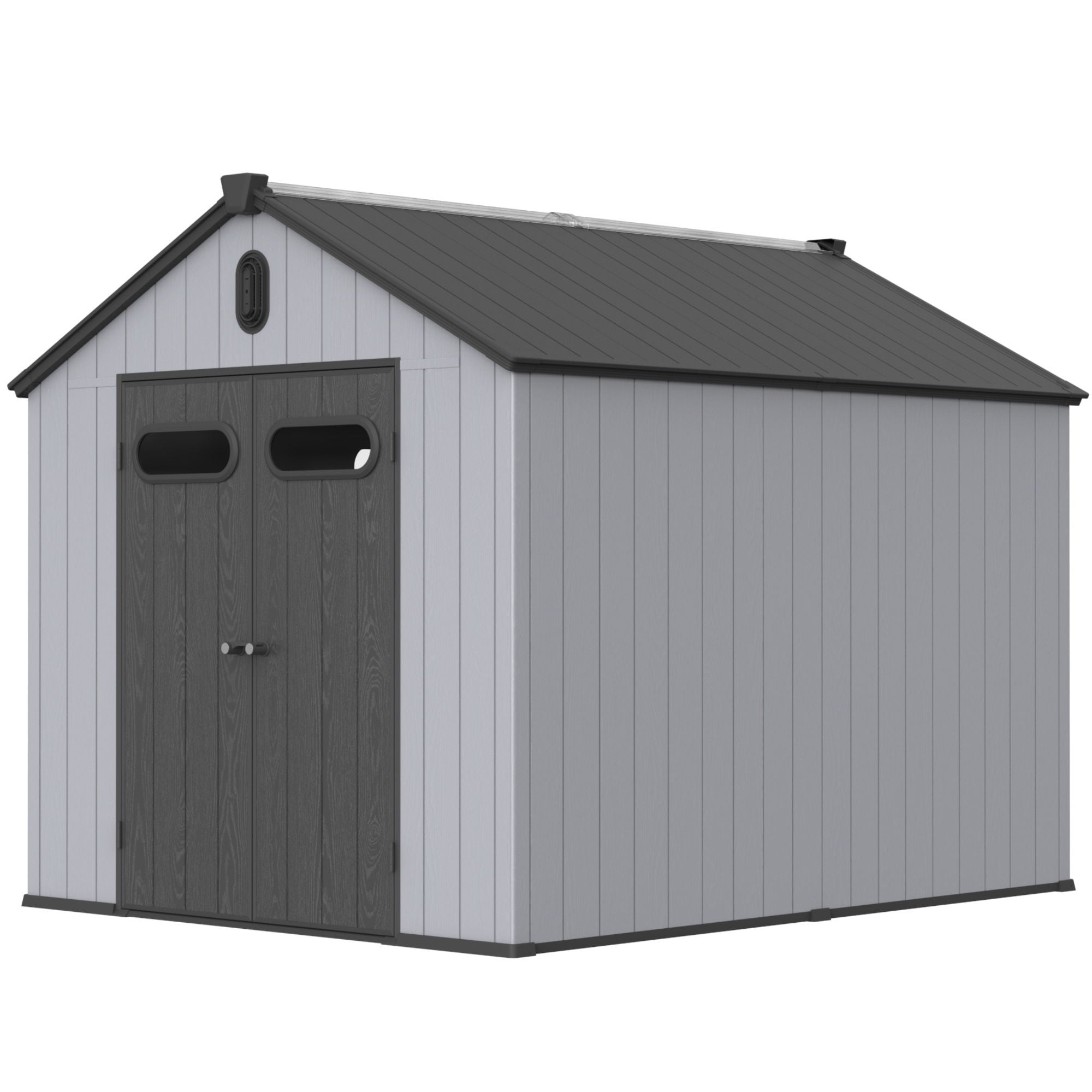 1 Resin Plastic Storage Shed For Backyard Garden With Spire Tool Storage - Black / Gray