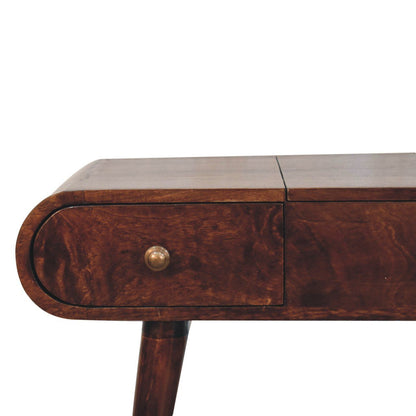 Dressing Table With Foldable Mirror - Walnut