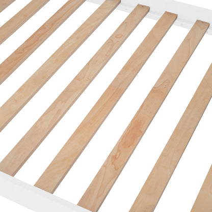 Twin Over Twin Stairway Bunk Bed With Storage And Guard Rail For Bedroom - White