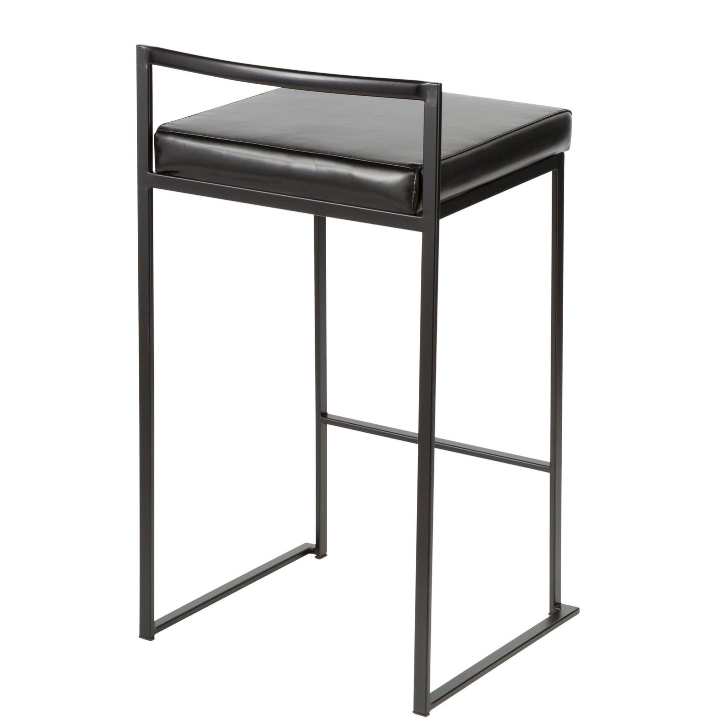 Fuji - Contemporary Stackable Counter Stool (Set of 3) - Black - Faux Leather