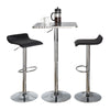 Ale - 3 Piece Bar Set Bistro Square Contemporary Adjustable Oval Footrest - Silver / Chrome - Black