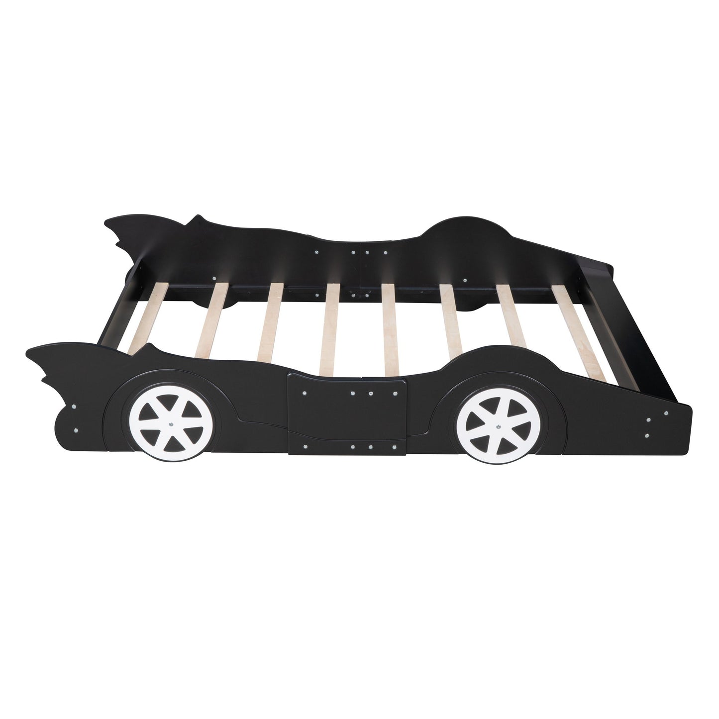 Full Size Race Car Shaped Platform Bed & Wheels - Black