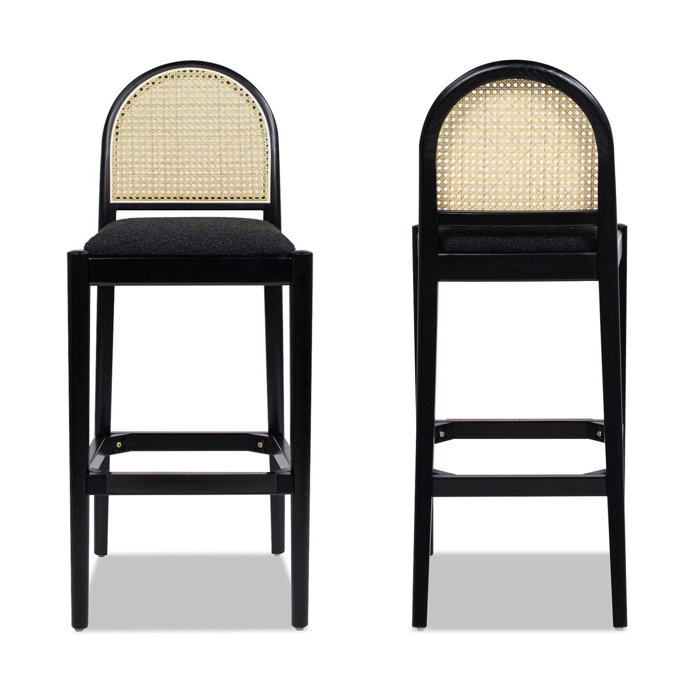 Panama - Curved Back Cane Bar Stool (Set of 2) - Ebony Black
