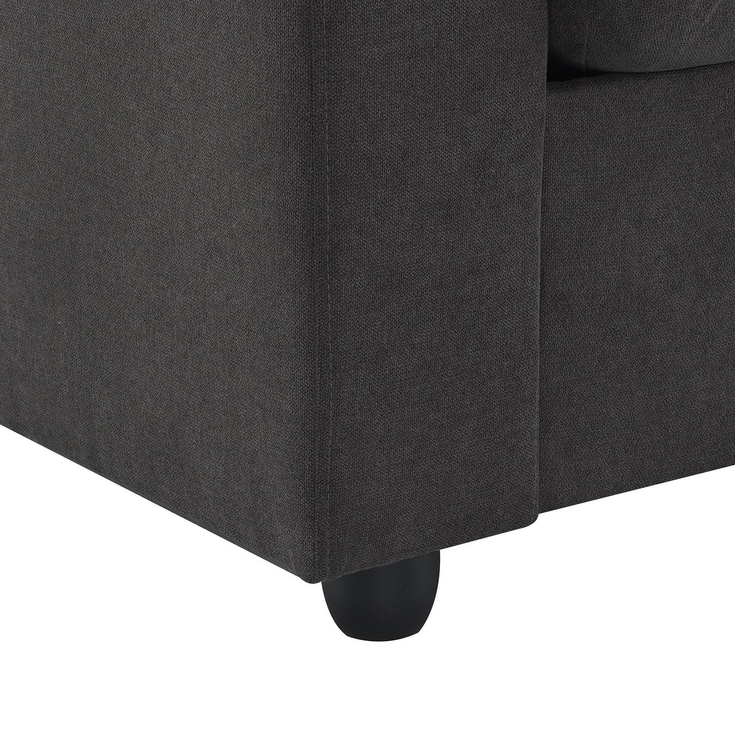 Modern Sectional Sofa, L-Shaped Couch Set With 2 Free Pillows, 4 Seat Polyester Fabric Couch Set With Convertible Ottoman - Dawn Gray