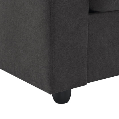 Modern Sectional Sofa, L-Shaped Couch Set With 2 Free Pillows, 4 Seat Polyester Fabric Couch Set With Convertible Ottoman - Dawn Gray