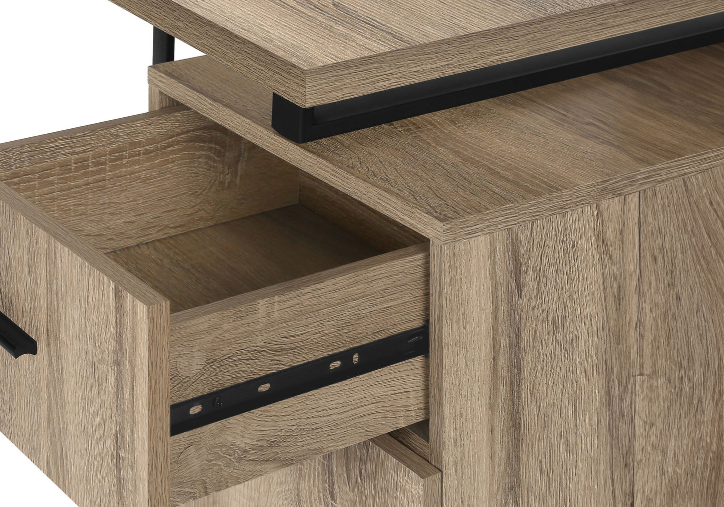Computer Desk, Home Office, Laptop, Left, Right Set-Up, Storage Drawers, Work, Contemporary, Modern - Taupe