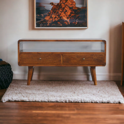 Curved Media Unit - Chestnut