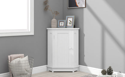 Bathroom Cabinet Triangle Corner Storage Cabinet With Adjustable Shelf Modern Style - White