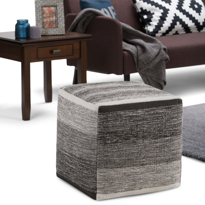 Naya - Cube Pouf - Patterned Gray Melange