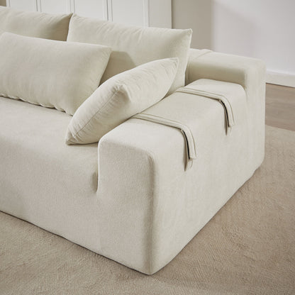 Modern Chenille Upholstered Sectional Sofa Couch Set, Modular L Shaped Sectional Living Room Sofa Set With 6 Pillows, Free Combination - Beige