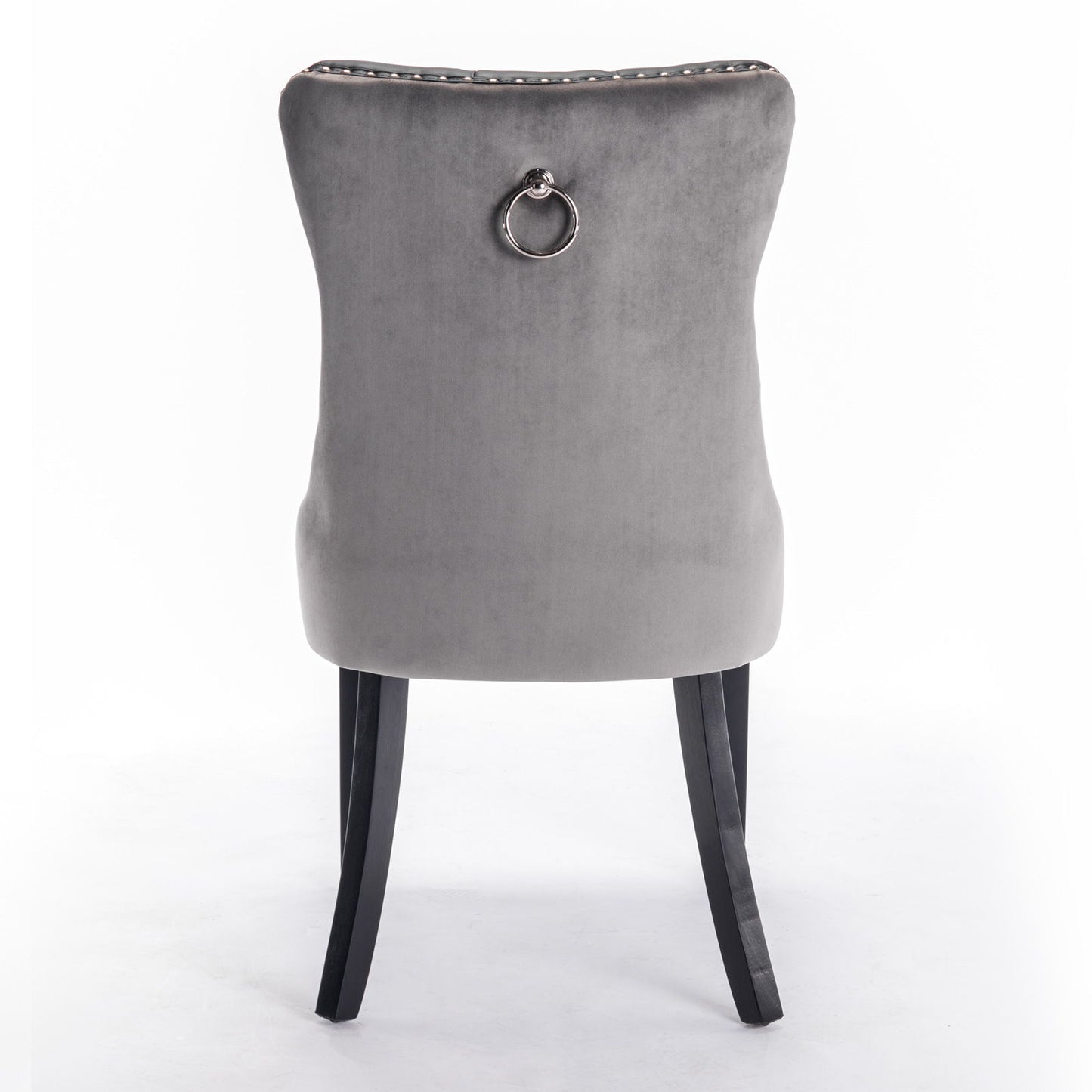 Nikki - Modern, High-End Tufted Solid Wood Contemporary And Velvet Upholstered Dining Chair With Wood Legs Nailhead Trim (Set of 2) - Black / Gray