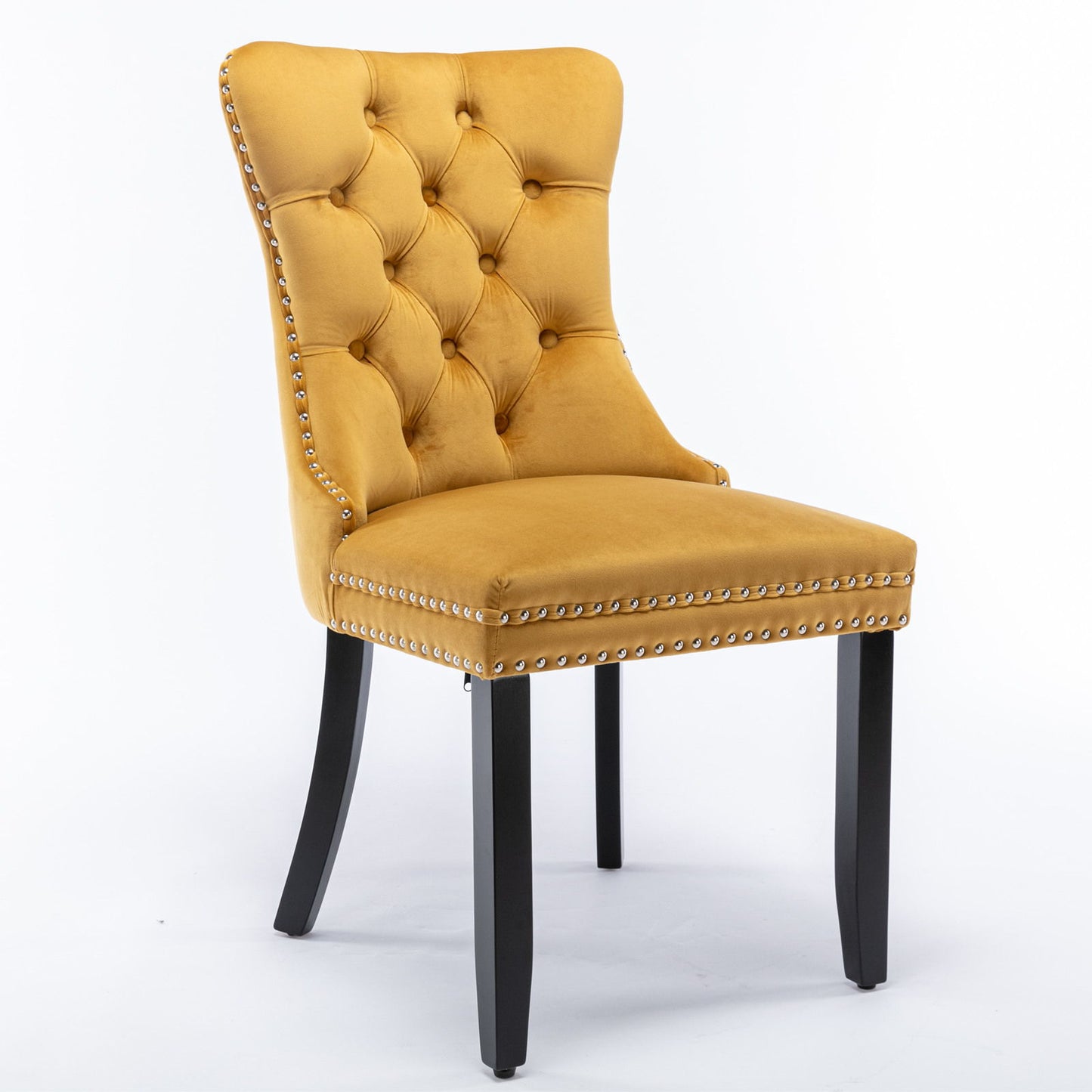 Nikki - Modern, High-End Tufted Solid Wood Contemporary Velvet Upholstered Dining Chair With Wood Legs Nailhead Trim (Set of 2) - Gold