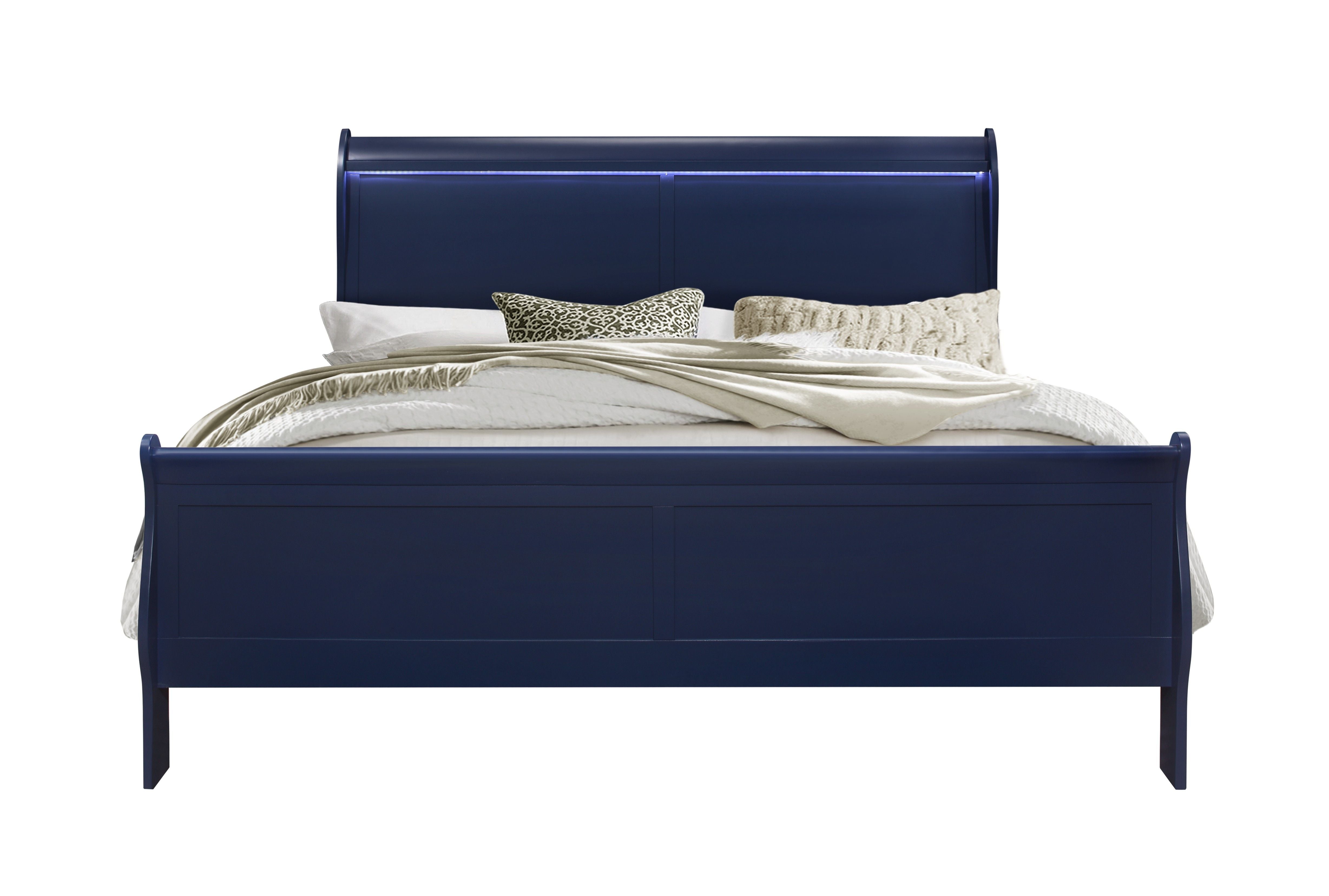 Charlston - King Bed With LED - Blue