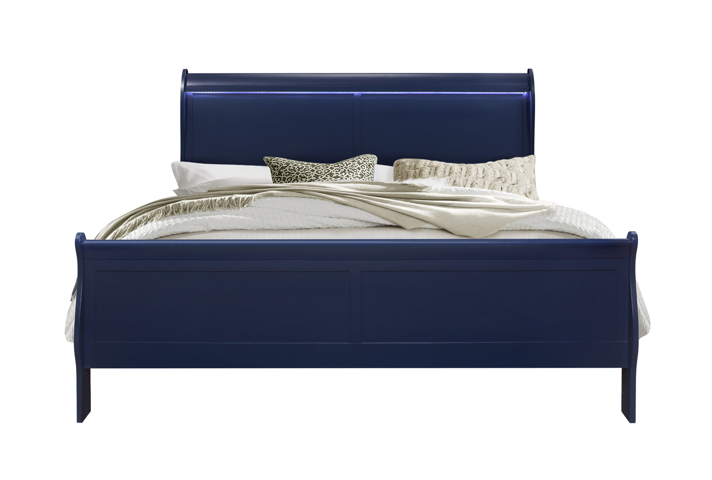 Charlston - King Bed With LED - Blue