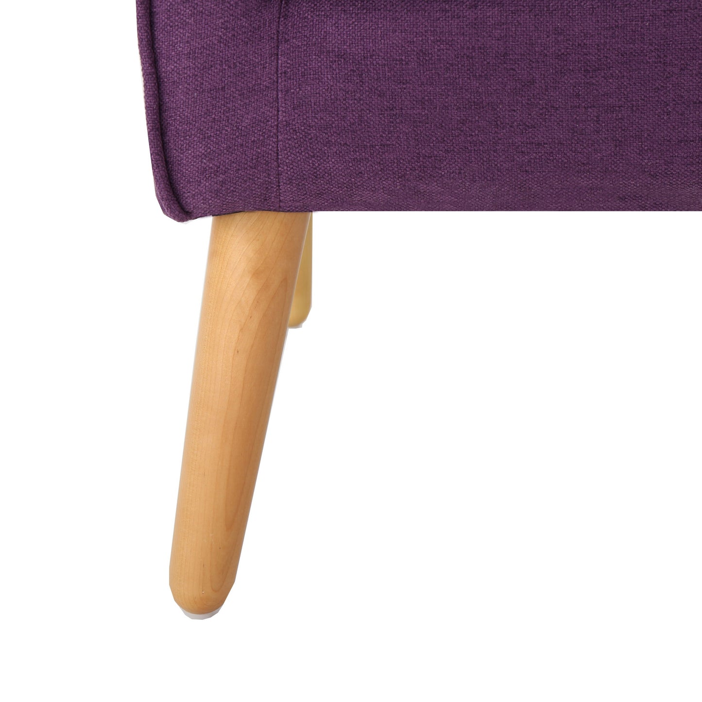 Modern Arm Chair With Tufted Back Fabric And Birch Wood Legs - Purple