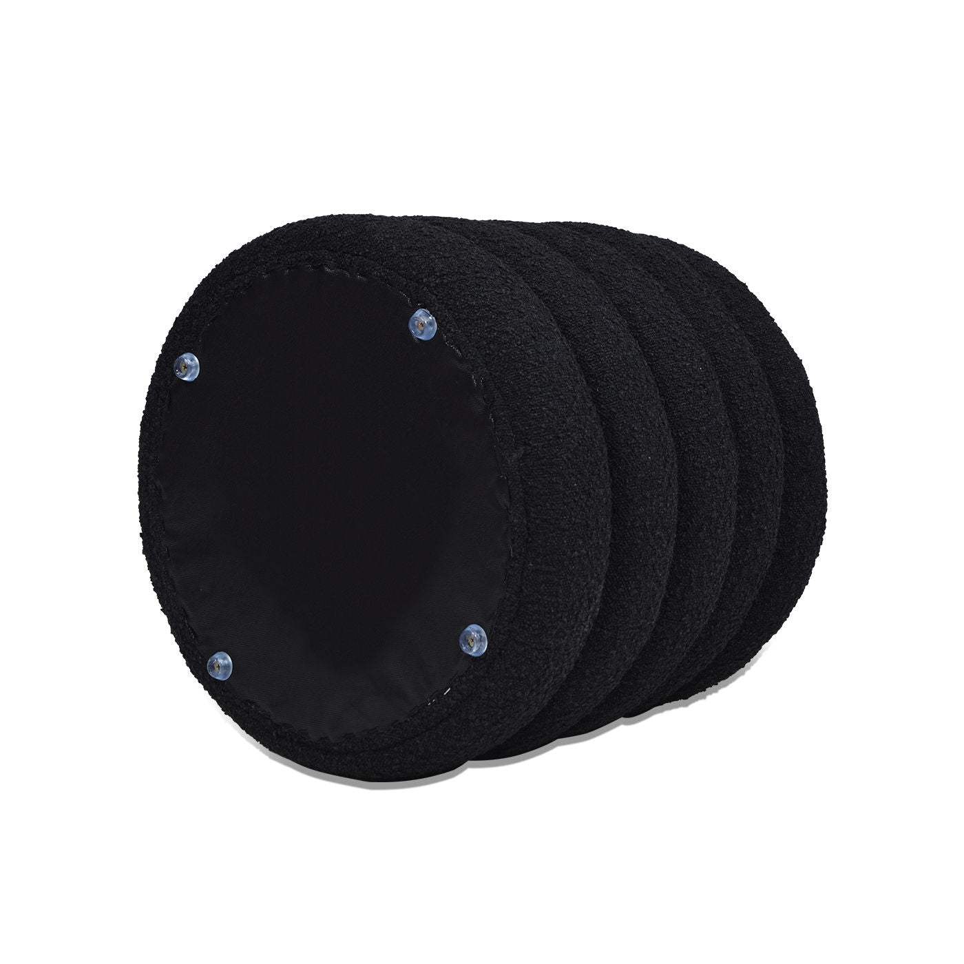 Fuji - Oversized Round Storage Ottoman - Ebony Black