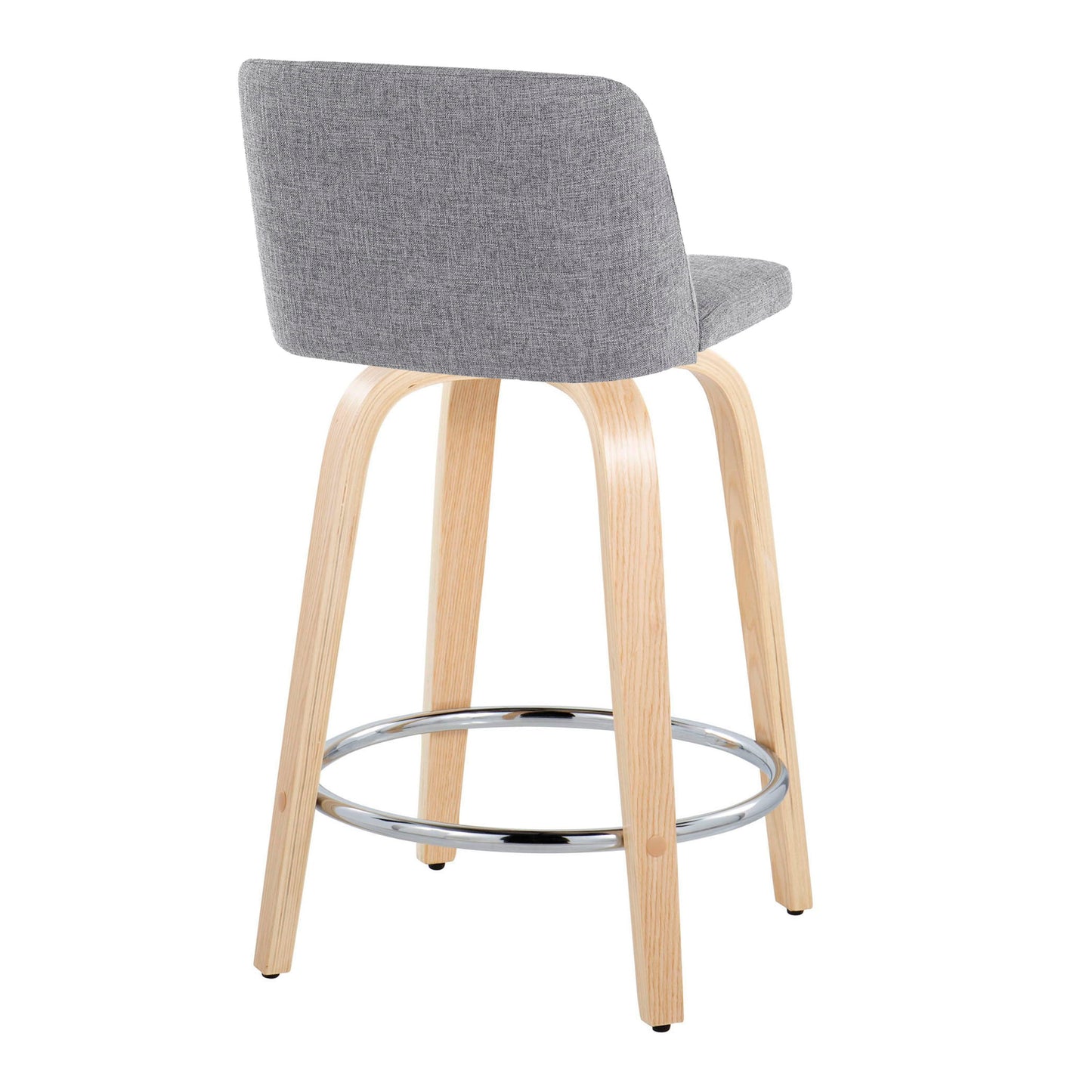 Toriano - Contemporary Fixed Height Counter Stool & Swivel With Round Footrest (Set of 2) - Natural / Gray