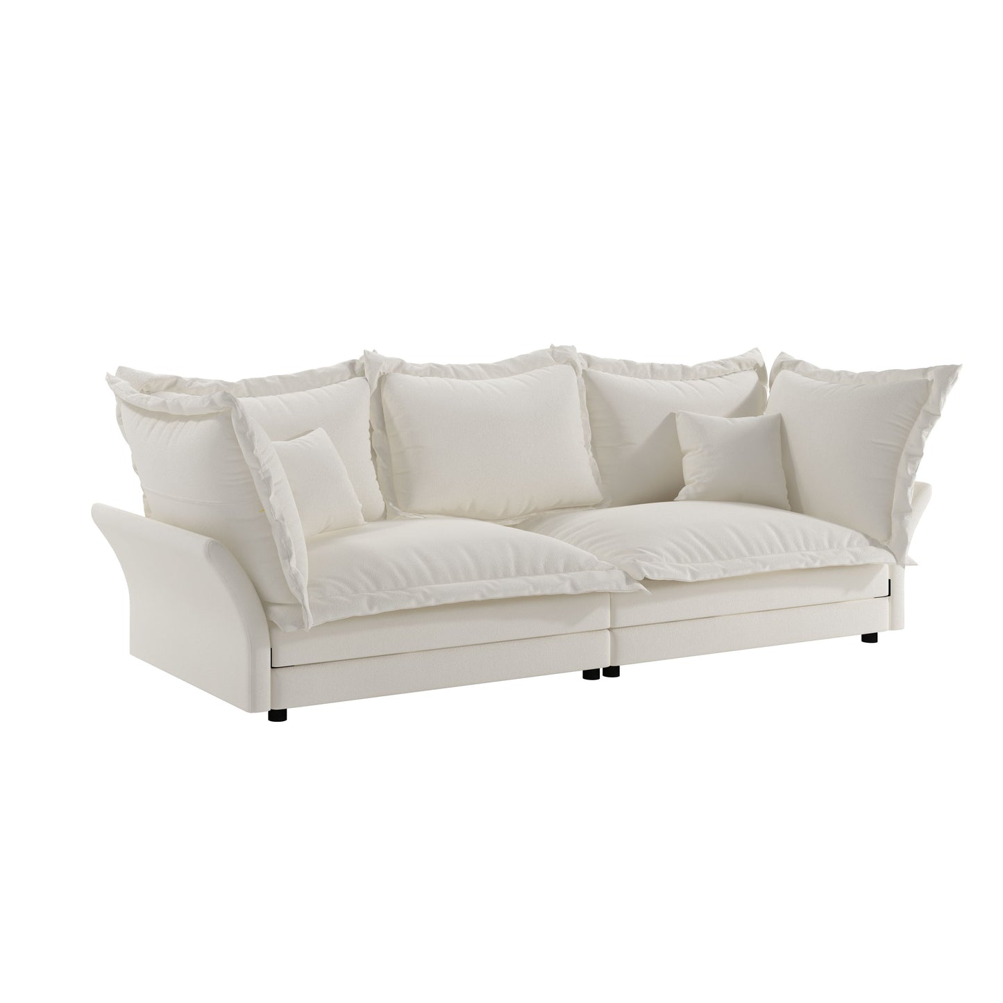 Modern Comfy Upholstered Sofa Cloud Couch, Deep Seat Couches With Multiple Large Soft Pillows, Convertible Deep Seat Chaise Longue For Living Room - Beige
