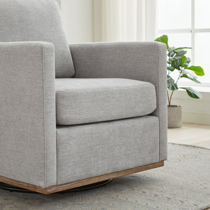Modern Square Upholstered Swivel Accent Chair Chenille For Living Room Or Bedroom - Light Gray