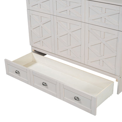 Full Size Murphy Bed With Large Drawers - Brushed White