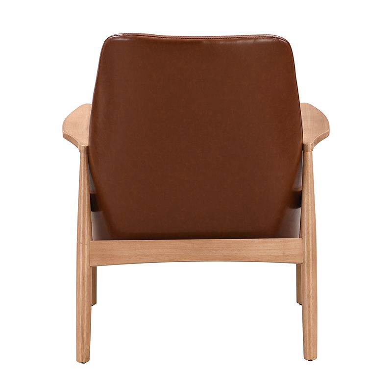 Accent Chair, Mid-Century Modern Armchair With Solid Wood Frame, Reading Leisure Chair With High Back For Living Room - Brown