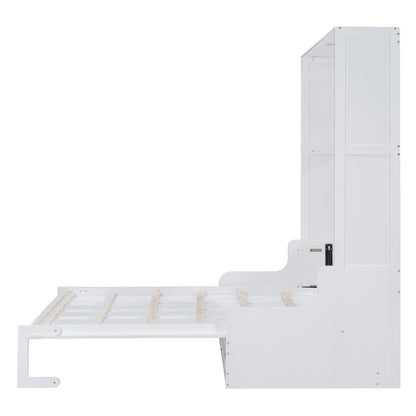 Queen Size Murphy Space Saving Wall Bed With Cushion - White