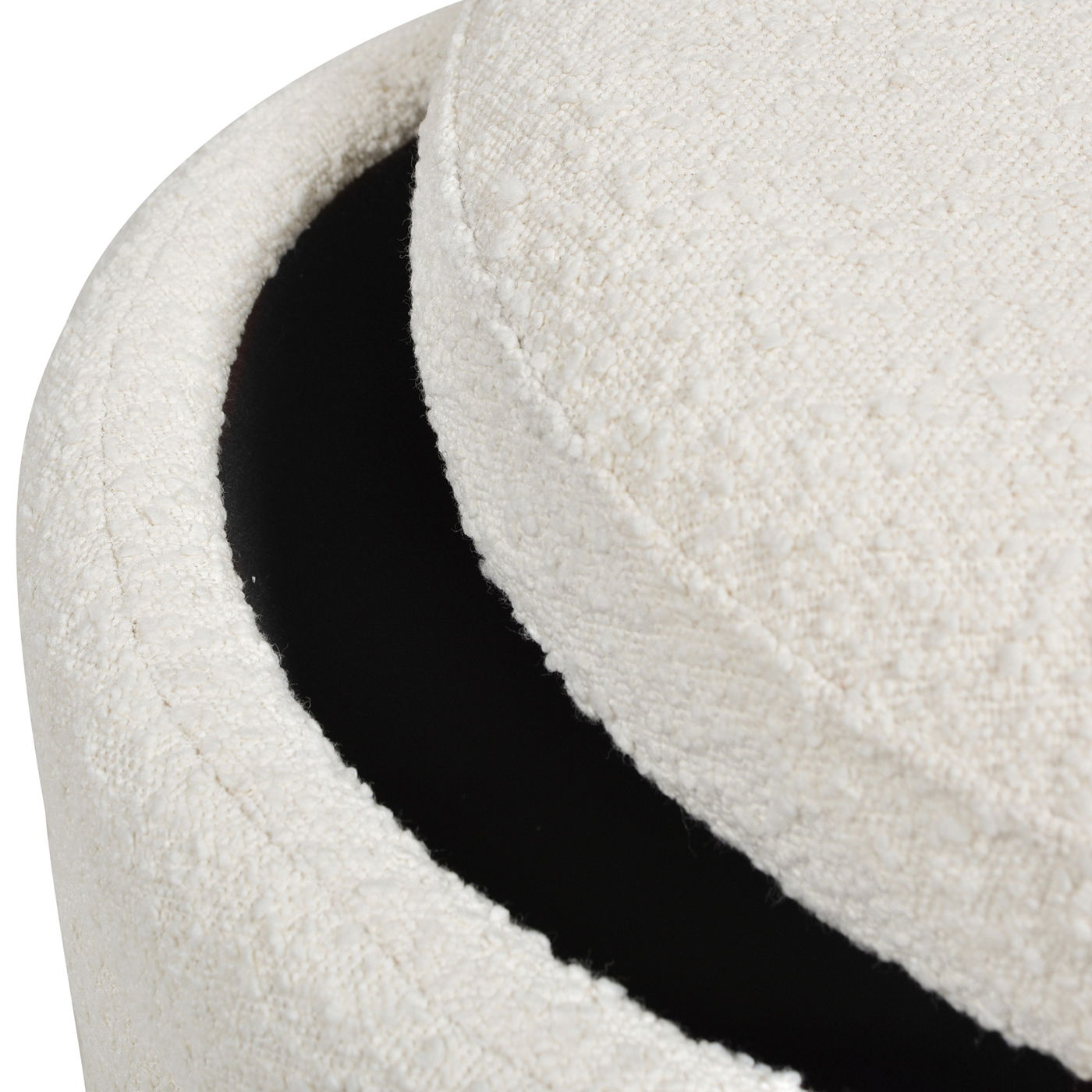 Fuji - Oversized Round Storage Ottoman - Ivory White