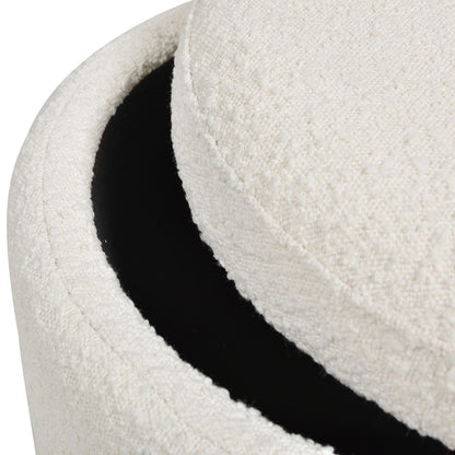Fuji - Oversized Round Storage Ottoman - Ivory White