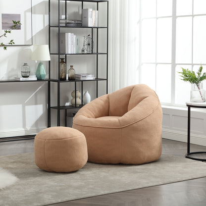 Bedding Bean Bag Sofa Chair High Pressure Foam Bean Bag Chair Adult Material With Padded Foam Padding Compressed Bean Bag With Footrest - Tan