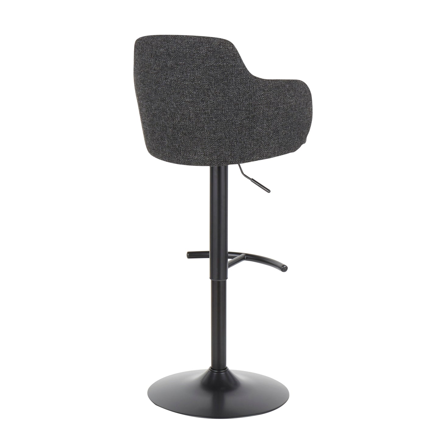 Boyne - Industrial Upholstered Adjustable Barstool With Swivel With Rounded T Footrest (Set of 3) - Black / Dark Gray