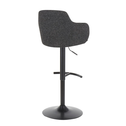 Boyne - Industrial Upholstered Adjustable Barstool With Swivel With Rounded T Footrest (Set of 3) - Black / Dark Gray