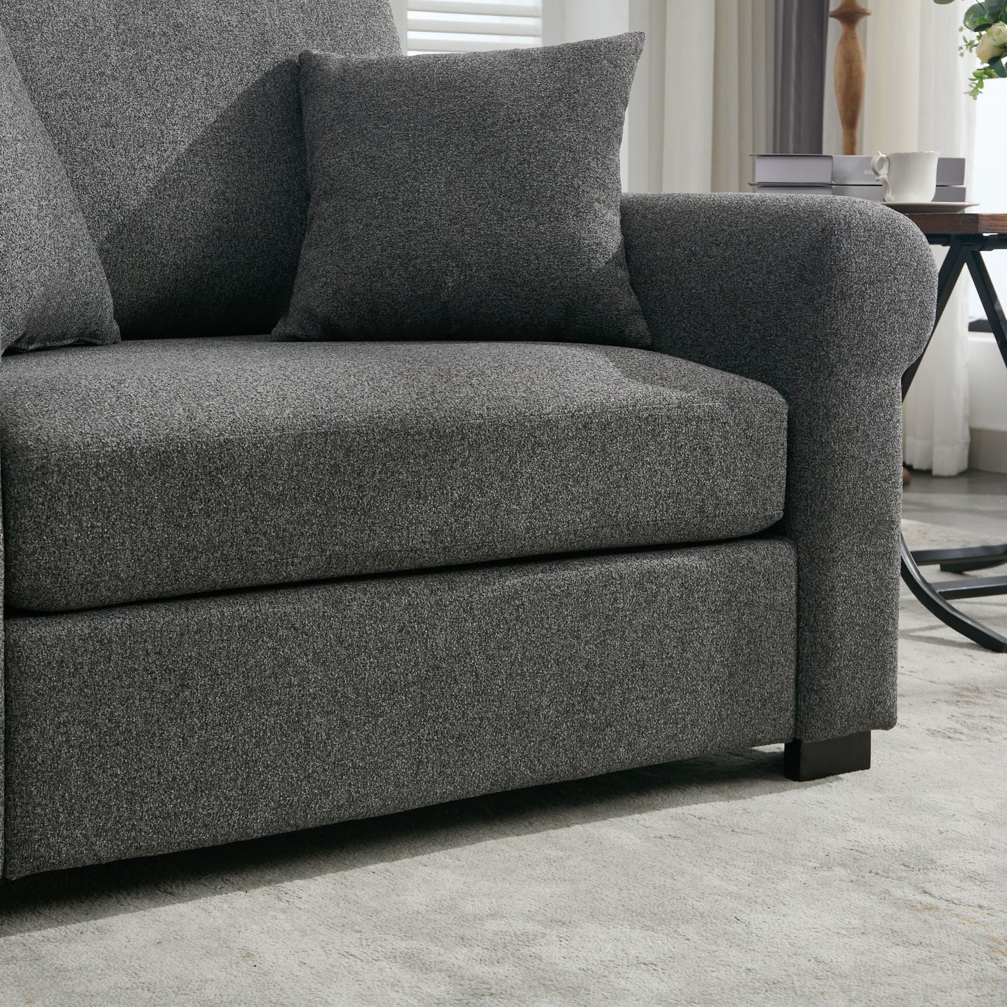 Modern Chenille Oversized Armchair, Chair And A Half, Single Sofa For Bedroom, Living Room, Wide - Gray