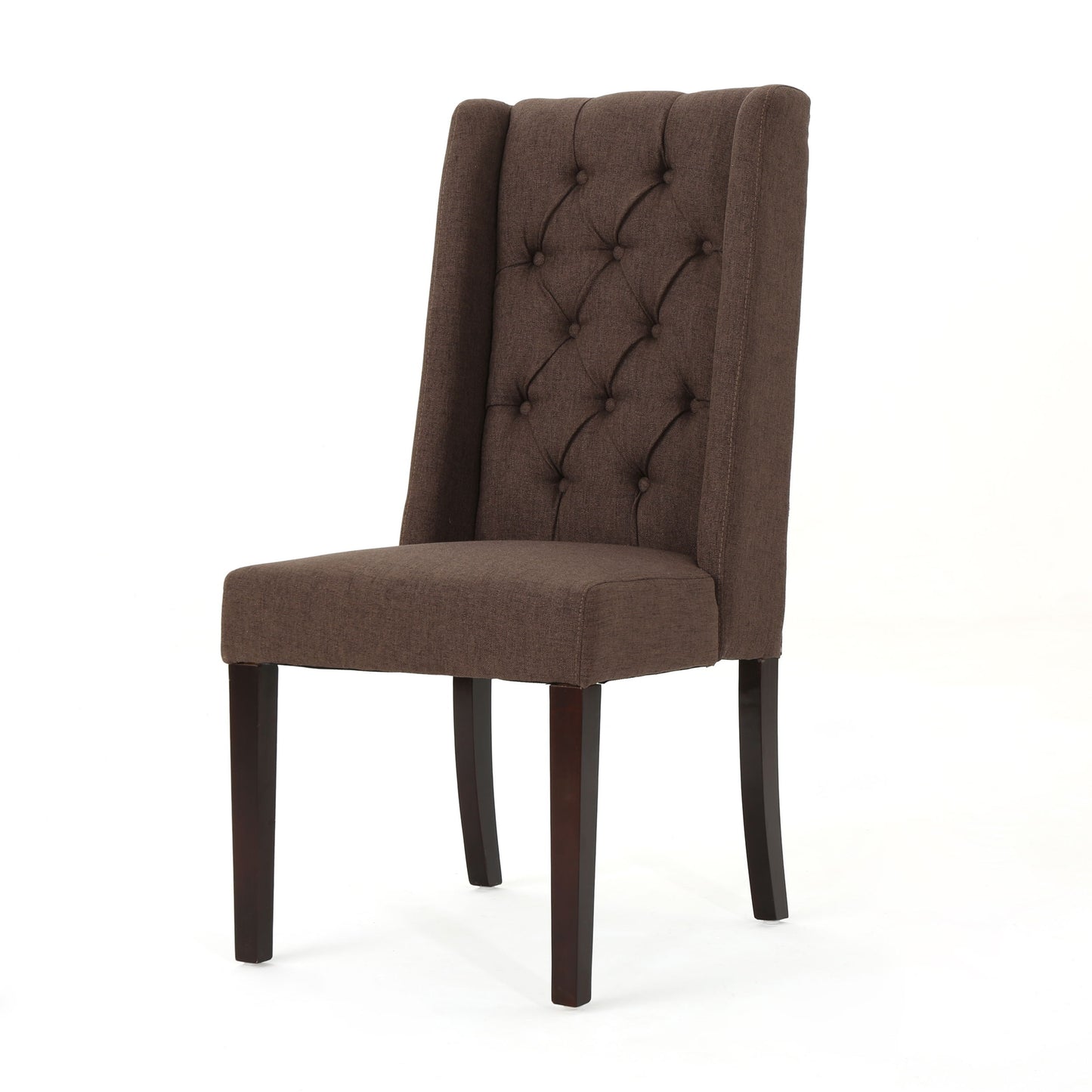 Elegant Tufted Dining Chair (Set of 2) With High Backrest - Dark Brown