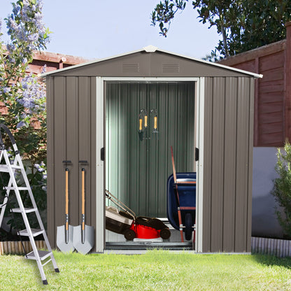 6Ft x 5Ft Outdoor Metal Storage Shed - Gray