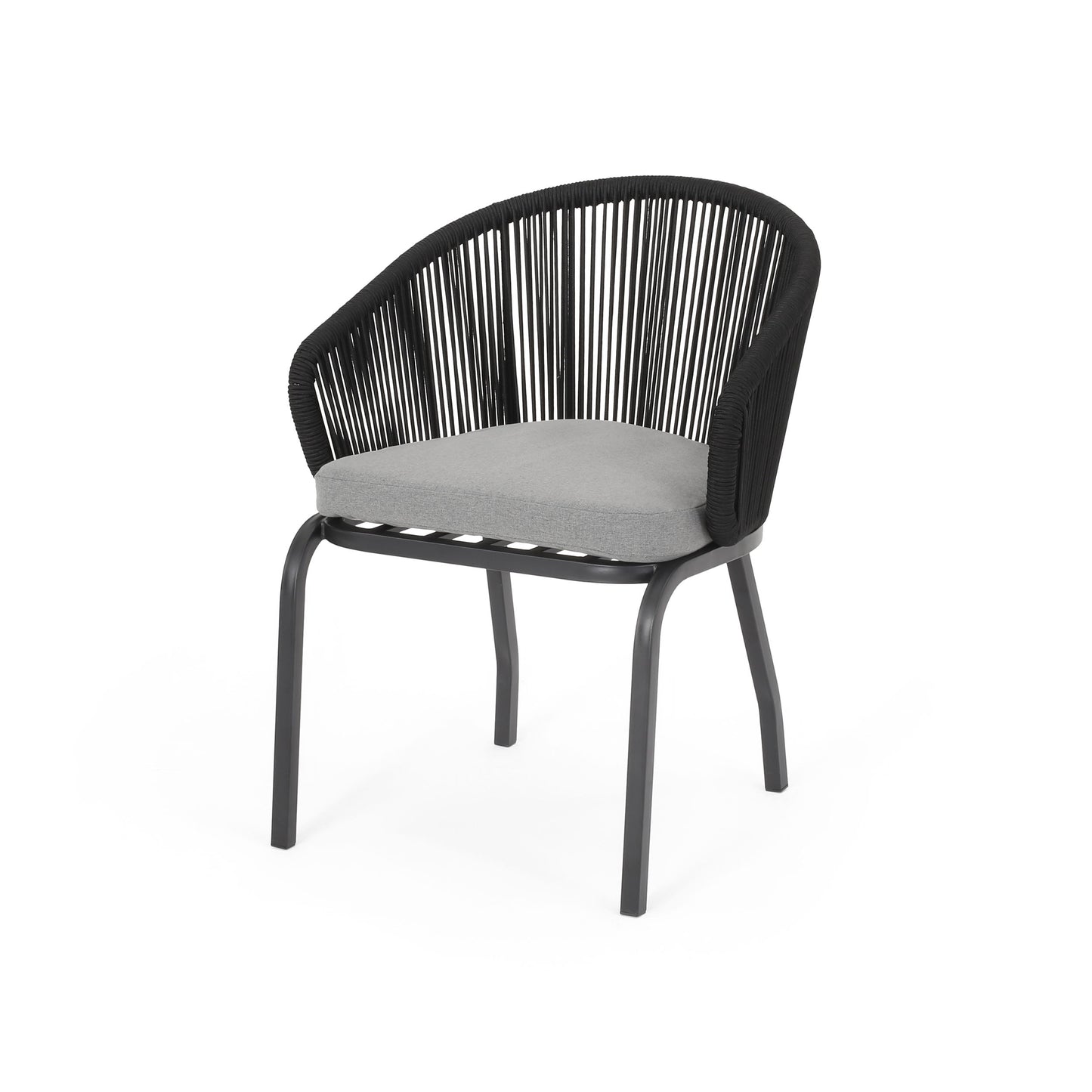 Outdoor Accent Chair With Rope Weave And Metal Frame (Set of 2) - Gray