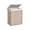 Laundry Hamper With Lid PE Rattan Powder Coating Frame Clothes Hampers With 2 Removable Bags, 100L - Gray