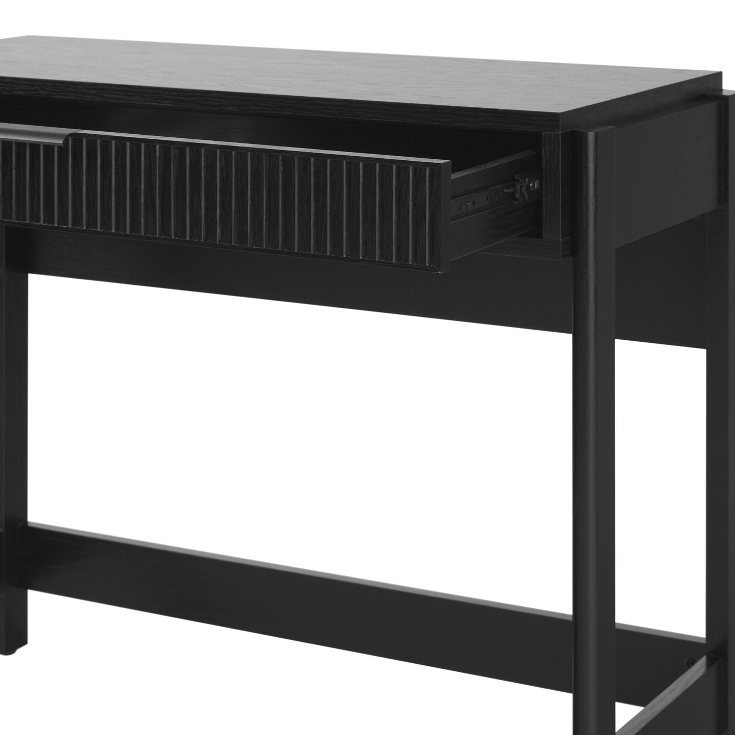 Transitional Reeded Writing Desk With Drawer - Black