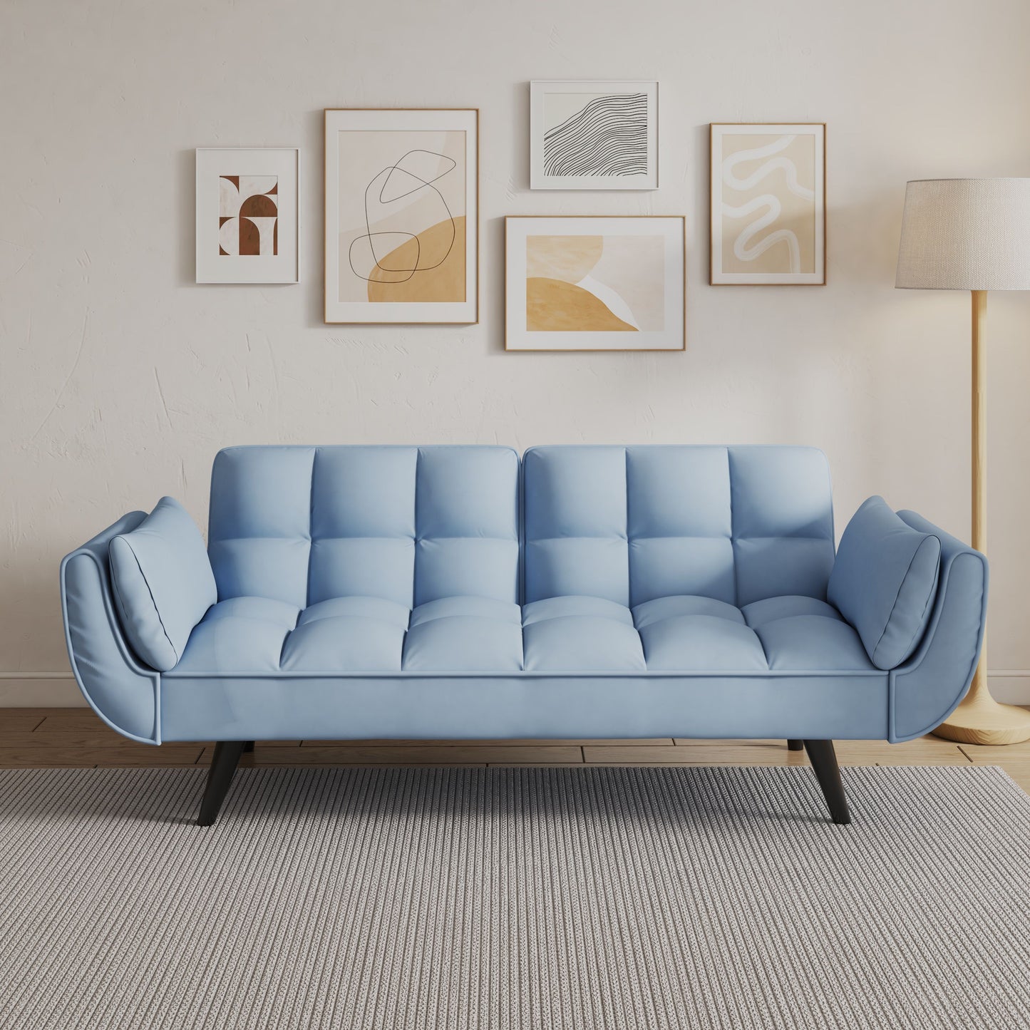 Sofa Soft Two Armrests Throw Pillow Pillow Comfortable Fit Apartment Bedroom Small Space - Antique Navy Blue