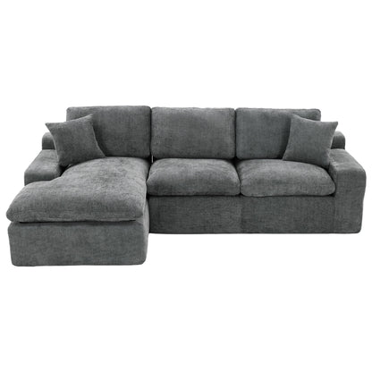 Cloud Sectional Sofa Upholstered Sofa Couch With Double-Layer Cushion And Side Pockets, Free Combined Sectional Sofa Full Compressed Sofa For Living Room - Gray