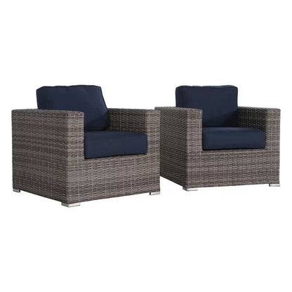 Club Chair (Set of 2) - Brown Gray / Navy Blue